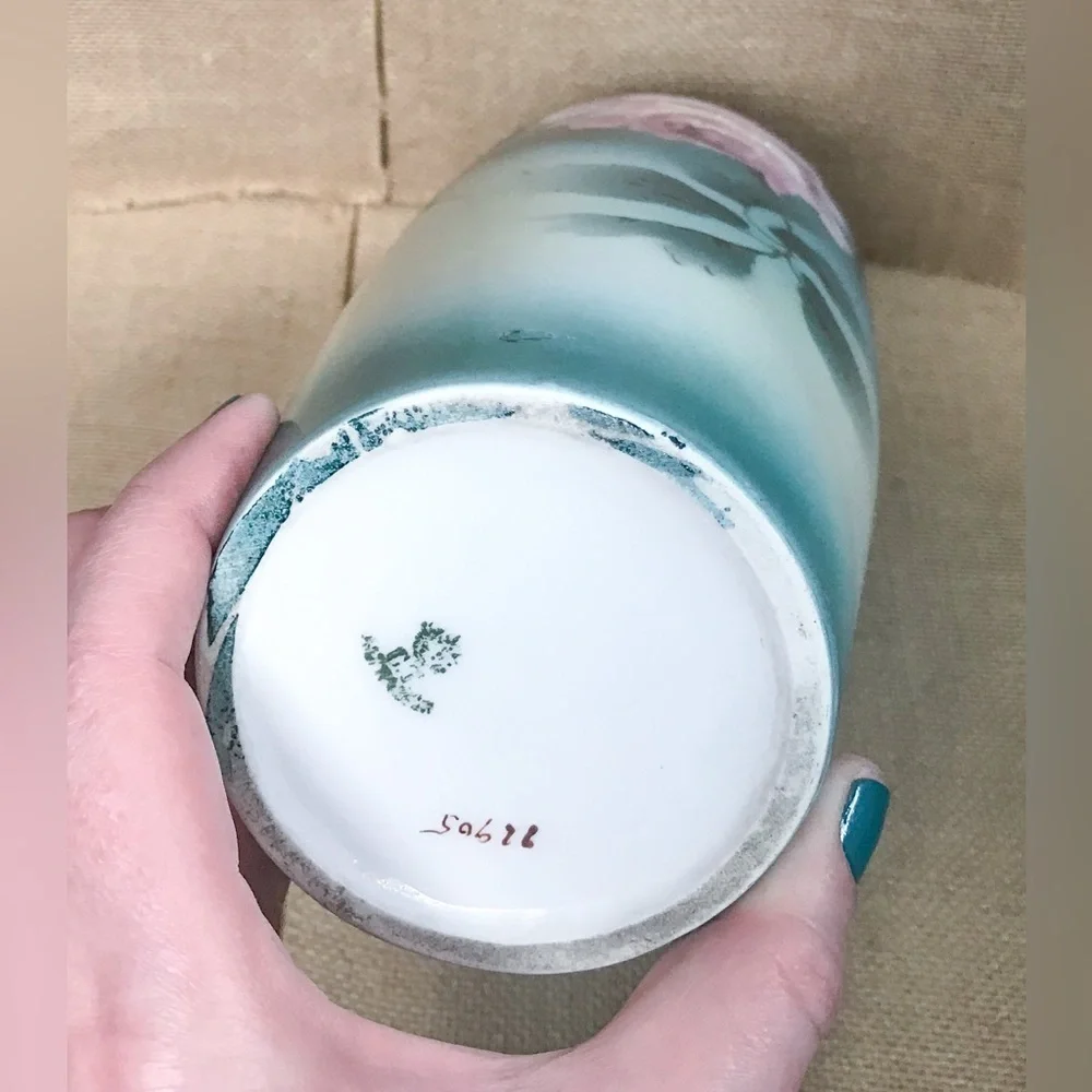 Vintage Carl Tielsch CT Altwasser Tall Floral Rose Porcelain Vase Hand Painted